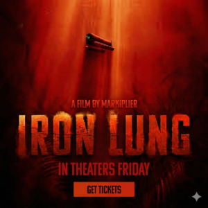 The rusty submarine sinking into the blood ocean from the Markiplier Iron Lung movie.