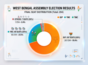 Chart showing the final Bengal election results and vote share.